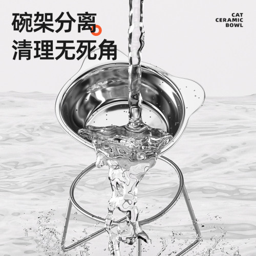 貓碗狗碗不鏽鋼貓食盆貓咪喝水碗防打翻飯碗保護頸椎增高架寵物碗