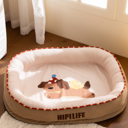 秋冬季寵物窩中大型犬狗墊子保暖橢圓形跑道窩開放式金毛狗床狗窩