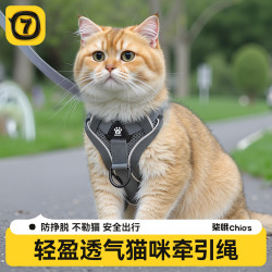 貓咪牽引繩防掙脫外出專用背心式霤貓繩子可調節胸背帶寵物遛貓繩