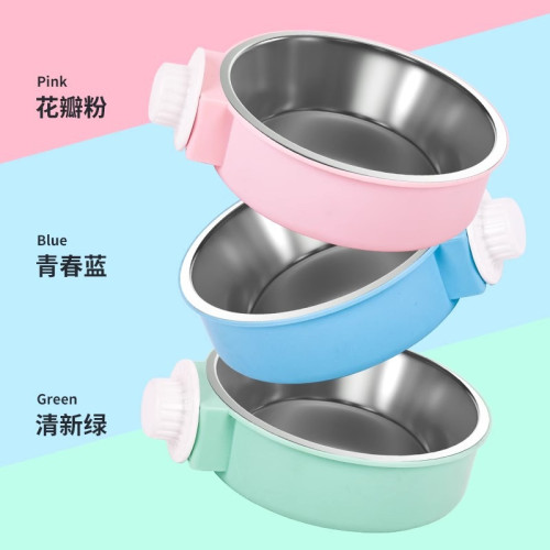 貓碗寵物碗不鏽鋼懸掛式貓咪食盆掛籠子兔子盆狗碗防打翻水碗固定