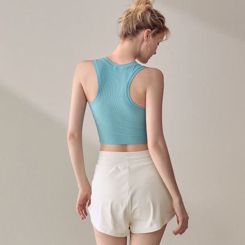 嚴選固定杯運動背心女服普拉提瑜伽上衣跑步健身文胸心領美背內衣