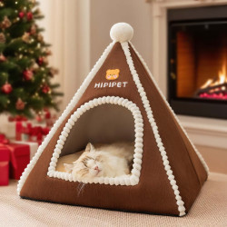 新款寵物帳篷窩冬天保暖貓咪睡覺貓床狗狗封閉式貓床聖誕貓窩