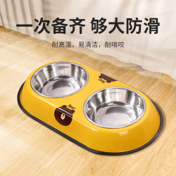 狗碗狗盆貓碗貓食盆狗狗飯盆防打翻雙碗喝水一體中小型犬寵物用品