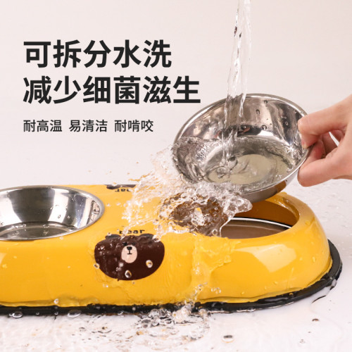 狗碗狗盆貓碗貓食盆狗狗飯盆防打翻雙碗喝水一體中小型犬寵物用品