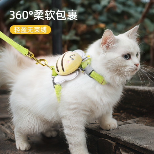 貓咪牽引繩防掙脫外出專用工字型小奶貓背心式遛貓繩可調節貓鏈子