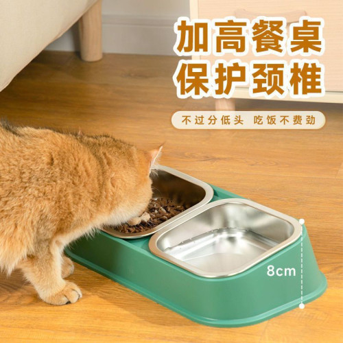 寵物不鏽鋼雙碗食盆狗碗貓碗飲水二合一防打翻貓咪狗狗專用飯碗