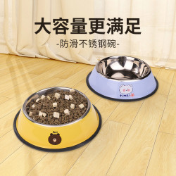 狗食盆狗碗狗盆防打翻不鏽鋼喝水一體貓碗大號大型犬飯盆寵物用品