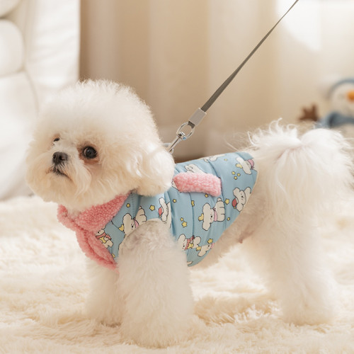 新款秋冬季寵物服飾中小型犬卡通印花高領泰迪馬甲保暖小狗狗衣服