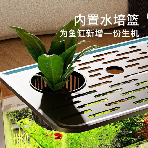 魚缸水族箱客廳桌面造景室內落地式網紅一體成型缸透明辦公室家用
