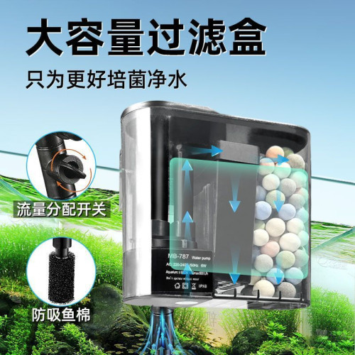 魚缸瀑布壁掛式過濾器除油膜小型靜音三合一增氧淨水過濾循環系統