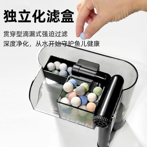 魚缸瀑布壁掛式過濾器除油膜小型靜音三合一增氧淨水過濾循環系統
