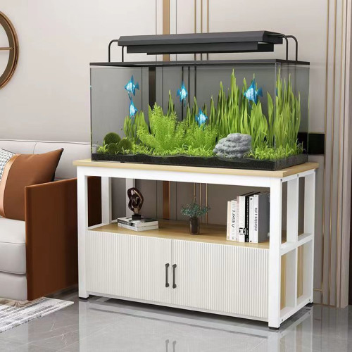 魚缸置物架落地客廳家用鐵藝耐用魚缸客廳家用簡約收納櫃魚缸底座