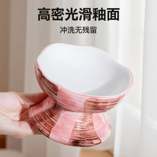 貓碗陶瓷貓食盆寵物碗喝水碗高腳糧碗貓咪飯碗不易打翻護頸大口徑