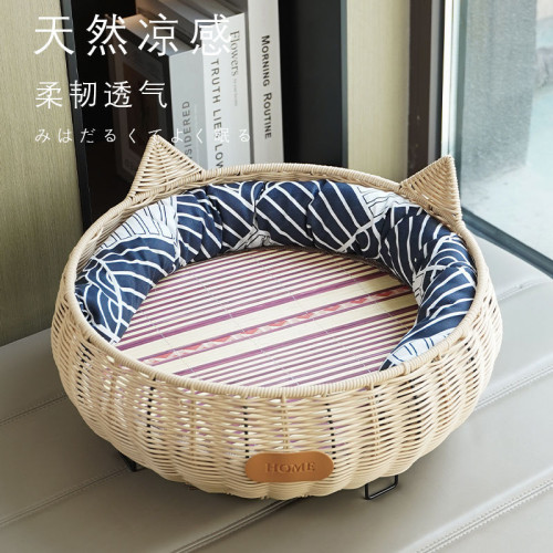 貓窩四季通用編織貓窩夏天睡覺窩可水洗貓咪藤編窩小型狗窩寵物窩