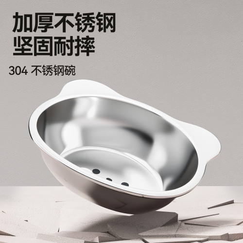 貓碗不鏽鋼貓咪水碗喝水碗寵物斜口碗護頸增高架狗狗碗貓食盆飯碗