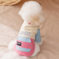 狗狗沖鋒衣秋冬季薄款保暖小型犬比熊牽引連帽兩腳衣寵物小狗衣服