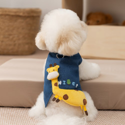 秋冬狗狗衣服保暖立體小鹿牛仔可牽引馬甲小型犬泰迪貓咪寵物服裝