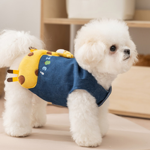 秋冬狗狗衣服保暖立體小鹿牛仔可牽引馬甲小型犬泰迪貓咪寵物服裝