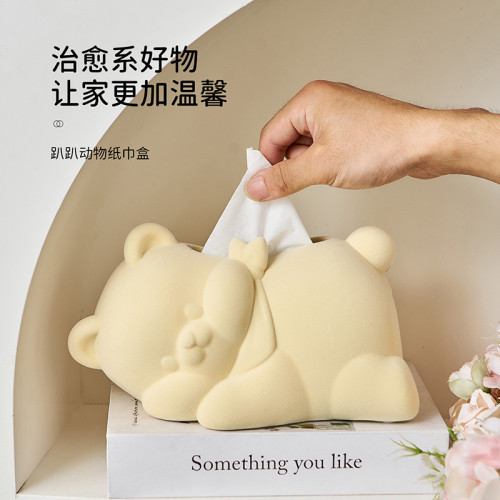 可愛卡通簡約時尚風陶瓷紙巾盒現代風客廳北歐風臥室床頭櫃擺件
