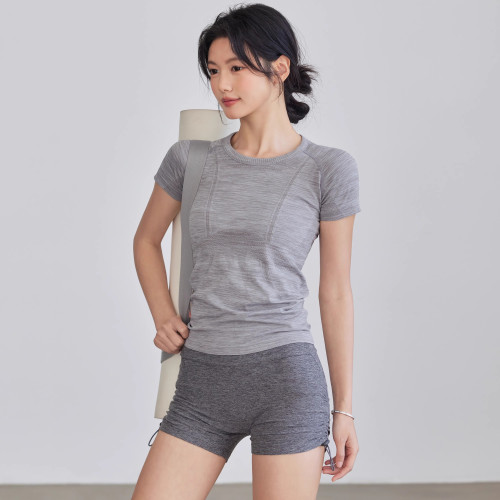 嚴選抗菌瑜伽短袖女透氣瑜伽服上衣運動健身衣顯瘦彈力普拉提T恤