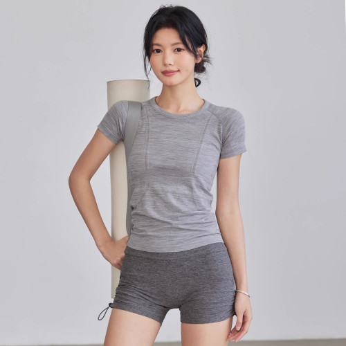 嚴選抗菌瑜伽短袖女透氣瑜伽服上衣運動健身衣顯瘦彈力普拉提T恤