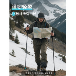 金屬杖尖超輕3K碳纖維登山杖輕量化碳素伸縮男女戶外爬山徒步杖