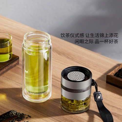 富光茶水分離泡茶杯男士雙層玻璃杯耐高溫可攜式個人專用過濾水杯子 富光茶水分離泡茶杯男士雙層玻璃杯耐高溫可攜式個人專用過濾水杯子