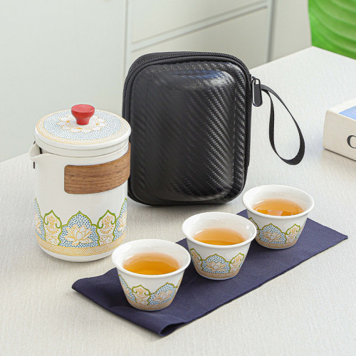 旅行茶具古韻快客套裝一壺三杯膠囊包戶外可攜式快客杯 旅行茶具古韻快客套裝一壺三杯膠囊包戶外可攜式快客杯