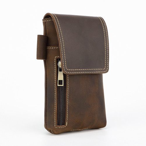 歐美頭層牛皮男士小腰包復古多功能磁吸手機掛包戶外收納包袋 歐美頭層牛皮男士小腰包復古多功能磁吸手機掛包戶外收納包袋