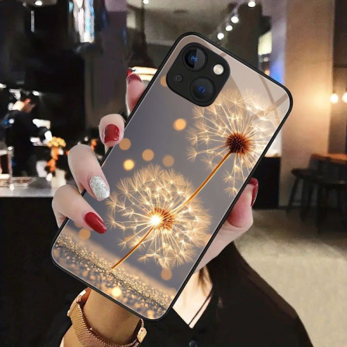適用17promax手機殼花朵蘋果16鋼化玻璃12小清新15蒲公英iphone11