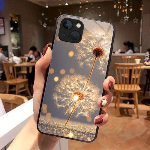 適用17promax手機殼花朵蘋果16鋼化玻璃12小清新15蒲公英iphone11