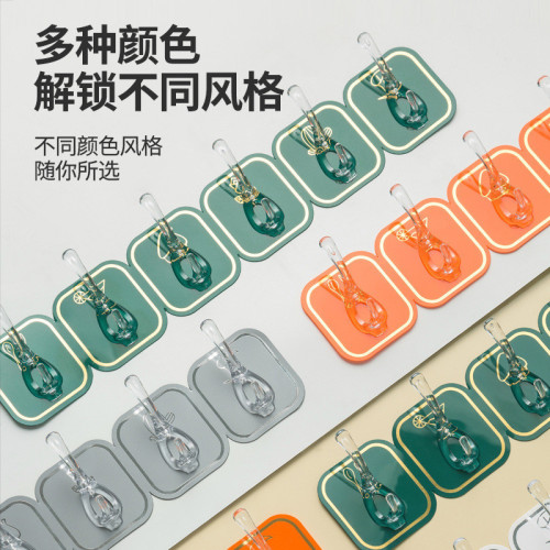 T六連排衣帽鉤廚房收納掛鉤浴室免打孔毛巾架亞克力膠粘鉤門後掛