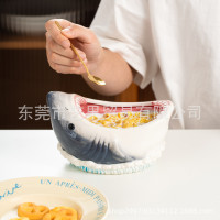 日式網紅海邊鯊魚盤子餃子盤餐桌廚房裝飾壽司盤
