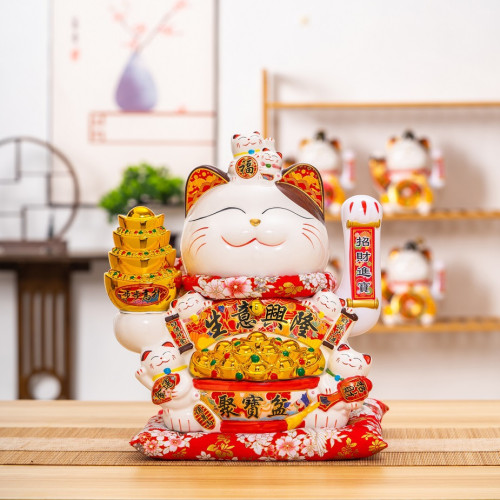 大號招財貓搖手招財貓擺件發財貓店鋪前台收銀台家居開業送禮