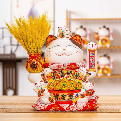 大號招財貓搖手招財貓擺件發財貓店鋪前台收銀台家居開業送禮