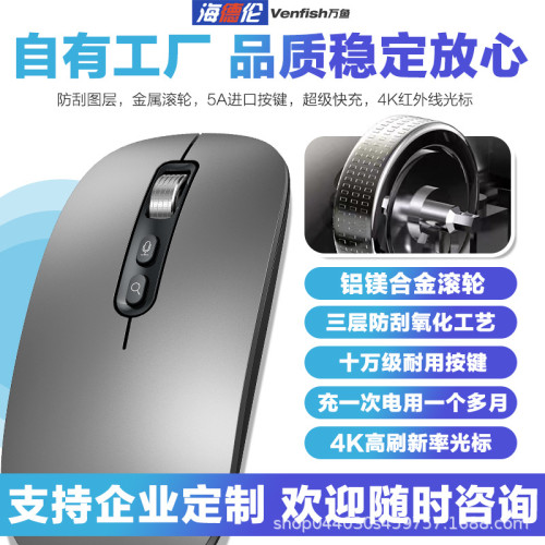 萬魚AI智能滑鼠語音打字翻譯無線藍牙充電可攜式靜音聲控辦公通用