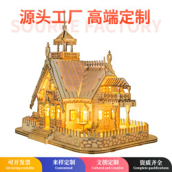 JG木質拼圖玩具3D立體jigsaw puzzle木製房屋模型diy拼裝別墅