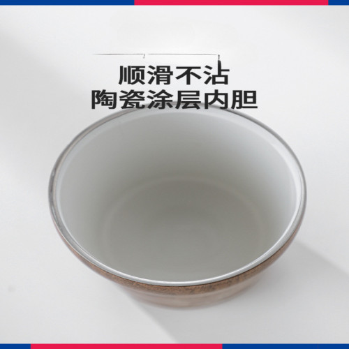 Bincoo咖啡杯陶瓷大容量保溫杯復古高顔值隨行杯子可攜式不鏽鋼水杯