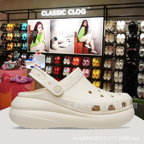 cross泡芙洞洞鞋女夏季鯨魚防滑耐磨外穿踩屎感包頭拖鞋洞洞涼鞋
