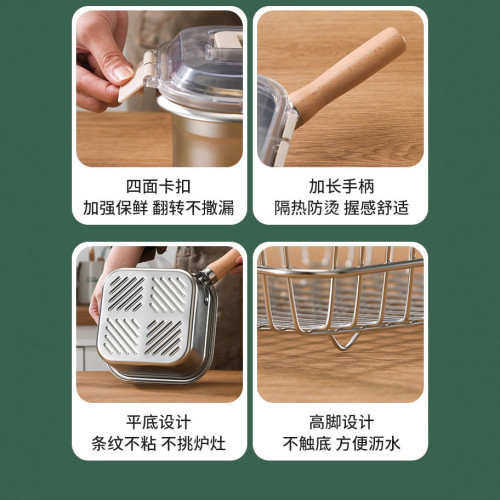 油炸鍋不鏽鋼多功能家用戶外可攜式方形炸鍋煮鍋帶濾網濾油鍋