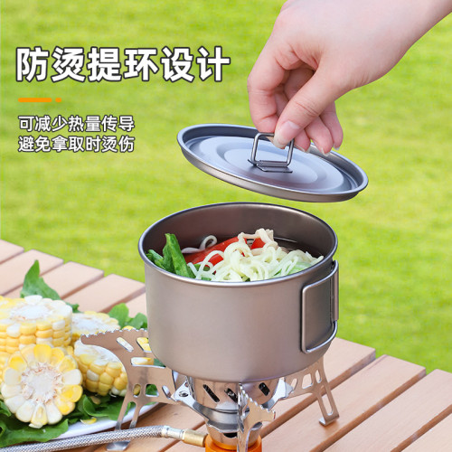 純鈦泡麵碗便當盒家用戶外野炊餐具折曡碗輕巧可攜式帶蓋旅行飯盒