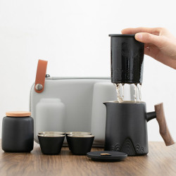 旅行茶具小套裝戶外隨身包泡茶壺功夫茶杯露營旅遊可攜式快客杯