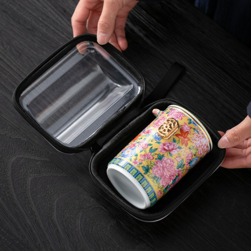 可攜式旅行茶具小套裝戶外簡易泡茶壺茶杯琺瑯彩國潮風露營快客杯 可攜式旅行茶具小套裝戶外簡易泡茶壺茶杯琺瑯彩國潮風露營快客杯