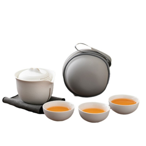 陶瓷旅行茶具小套裝可攜式快客杯一壺三杯戶外喝茶隨身包 陶瓷旅行茶具小套裝可攜式快客杯一壺三杯戶外喝茶隨身包