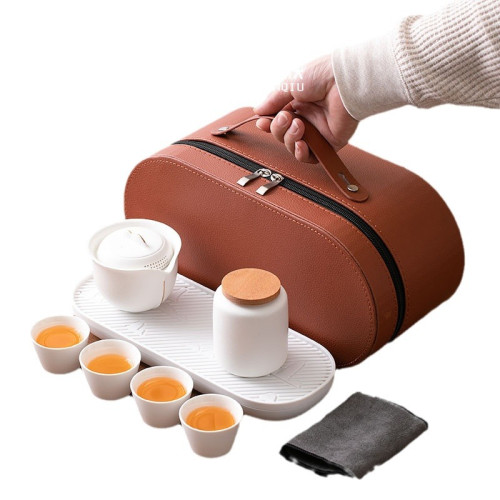 車用功夫旅行茶具套組陶瓷戶外露營可攜式快客杯茶盤泡茶杯收納包 車用功夫旅行茶具套組陶瓷戶外露營可攜式快客杯茶盤泡茶杯收納包