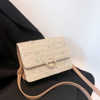 編織小包包新款2022夏季潮流時尚女包洋氣鏈條單肩斜後後背包女編織包