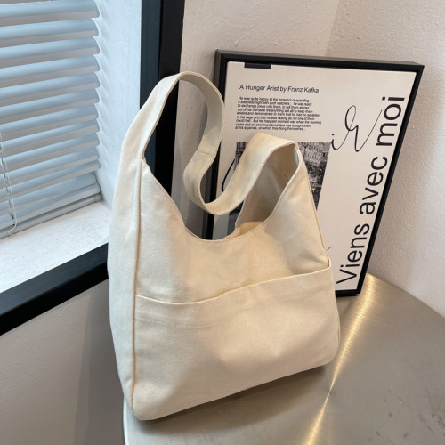 復古通勤單肩包大容量休閒帆布包ins女學生上課包手提袋上班拎包