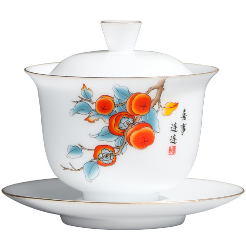 冰種高冰三才蓋碗不燙手白瓷茶碗泡茶杯子功夫茶具套裝敬茶碗 冰種高冰三才蓋碗不燙手白瓷茶碗泡茶杯子功夫茶具套裝敬茶碗