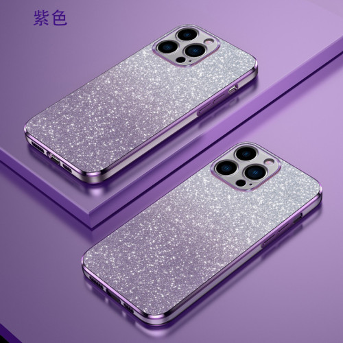 適用iPhone16Pro漸變閃粉手機殼蘋果15電鍍tpu14精孔防摔13保護套