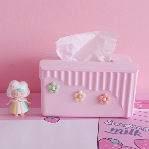 粉色少女心泫雅風小花朵紙巾盒臥室軟妹塑膠方形卷紙盒車用抽紙盒 粉色少女心泫雅風小花朵紙巾盒臥室軟妹塑膠方形卷紙盒車用抽紙盒